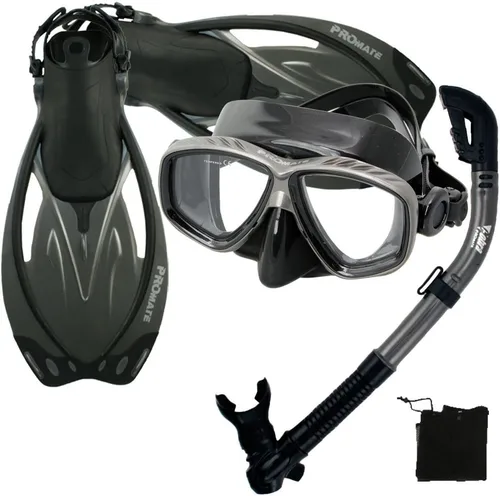 Promate Juego de esnórquel con máscara de snorkel con aletas Ti/Bk