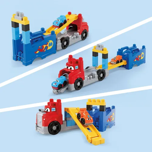 Miniatura 4 de MEGA BLOKS First Builders - Juego de bloques de construcción para niños pequeños, construye y corre con plataforma con 19 piezas, 2 autos
