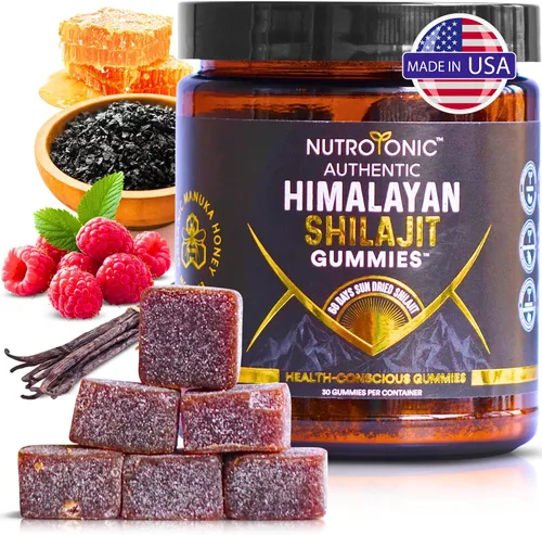 Miniatura 13 de Gomitas orgánicas SHILAJIT de NutroTonic Sin azúcar de caña, endulzadas con miel de manuka orgánica Fórmula limpia Ácido fúlvico natural