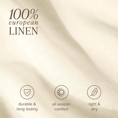 Miniatura 4 de Bare Home Juego de sábanas extralargas para cama individual, 100% lino europeo de lujo, bolsillos profundos, ajuste fácil, juego de 3 piezas, Natural