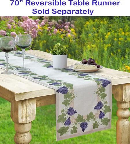 Miniatura 5 de Home Bargains Plus Mantel redondo de tela, 70 pulgadas, vino burdeos provenzal, para interiores y exteriores, resistente a las manchas y al agua