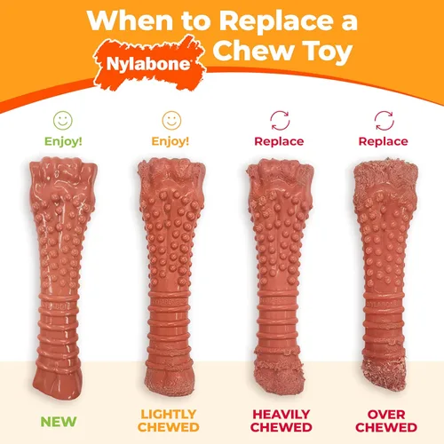 Miniatura 9 de Nylabone Original Bone Power - Paquete de valor de juguetes masticables para perros, juguetes duraderos para perros masticadores agresivos, sabor