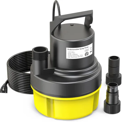 Miniatura 9 de AgiiMan Bomba de agua sumergible de 1/2 HP, bomba de sumidero portátil de 2200 GPH para drenaje de piscina, bomba de cubierta de piscina con cable