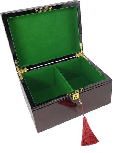 Miniatura 2 de HPL Caja de almacenamiento grande de ajedrez con bloqueo de color cereza y madera de Burlwood para hombres de hasta 4 3/4 pulgadas