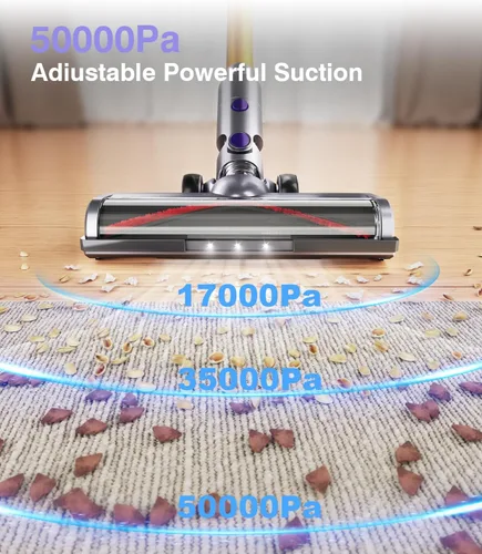 Miniatura 4 de MBYULO - Aspiradora inalámbrica de mano, vertical para hogar, liviana, 400 W, 38 kPa potente succión, batería recargable hasta 50 minutos