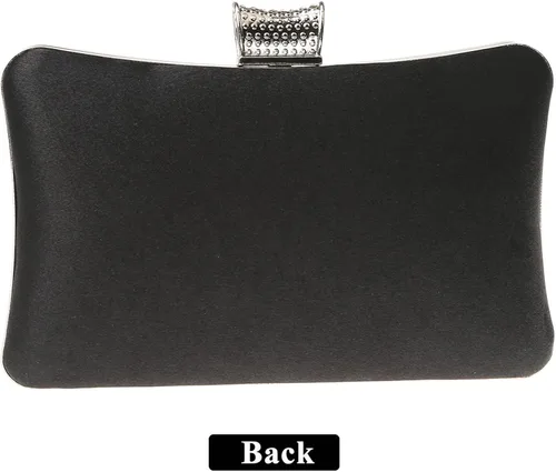 Miniatura 3 de DA BODAN Bolso de mano Jane de satén con diamantes de imitación para mujer, para noche, novia, graduación, fiesta, bolso cruzado con cadena