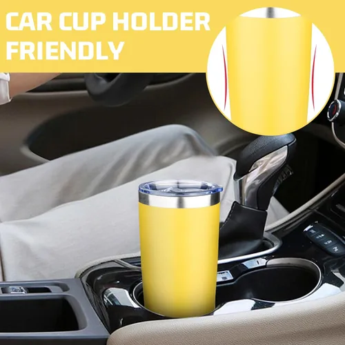 Miniatura 6 de Vaso de 20 onzas con tapa, taza de café de viaje de doble pared aislada al vacío, taza térmica de acero inoxidable con recubrimiento en polvo, vaso