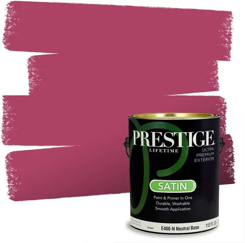 Miniatura 69 de Prestige Paints E100-T-SW6591 Pintura exterior e imprimación en uno, 1 galón, plano, combinación comparable de Sherwin Williams Amaryllis, 1 galón