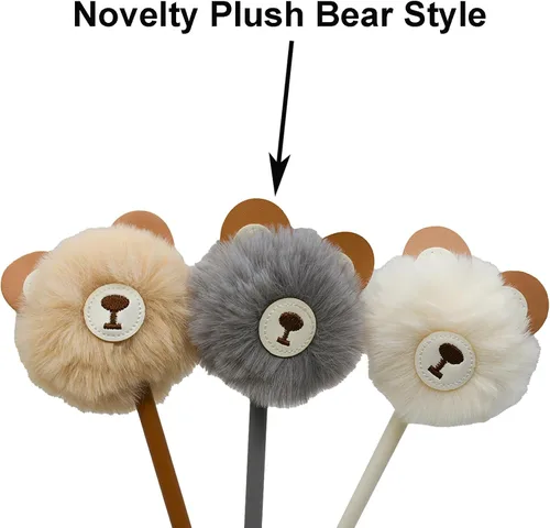 Miniatura 3 de Maydahui 6 bolígrafos de gel con forma de oso de peluche, bola de piel esponjosa, bolígrafo de gel de dibujos animados, 12 recambios de bolígrafo