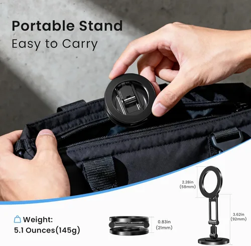 Miniatura 4 de Itramax Soporte magnético para teléfono con rotación de 360°, soporte plegable y portátil para iPhone para escritorio con base antideslizante