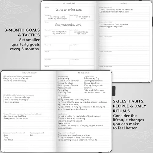 Miniatura 6 de Legend Planner Diario durante 3 meses – Planificador mensual semanal y diario sin fecha para alcanzar objetivos. Organizador y diario de Negro