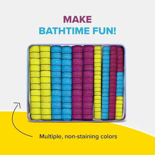 Miniatura 5 de Kids Made - Tabletas modernas de color de baño para niños, 150 gotas de baño no tóxicas para niños pequeños, tabletas de color azul, amarillo, rosa