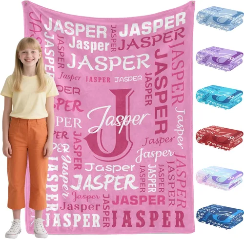 Manta personalizada con nombre para adolescentes, niñas, niños, mantas de bebé personalizadas de franela ultra suave y acogedora, manta con nombre