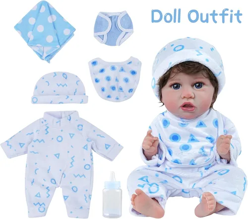 Miniatura 7 de BABESIDE Juego de 8 piezas de ropa para muñeca bebé con cuna para muñecas de 8-10-12 pulgadas, ropa y accesorios para muñeca bebé Bitty para bebés