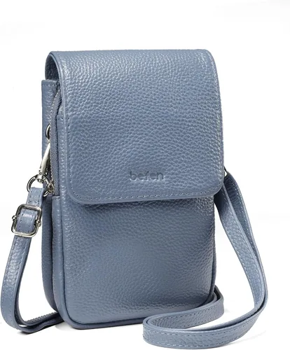 Miniatura 9 de befen Bolsos cruzados pequeños de cuero genuino para mujer, bolsa cruzada para teléfono celular con ranuras para tarjetas de bloqueo RFID