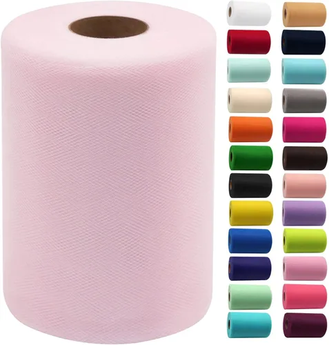 Miniatura 37 de Rollos de tela de tul de 6 pulgadas por 100 yardas (300 pies) Carrete de cinta de tul para manualidades, tutú, arco para la cabeza, decoración