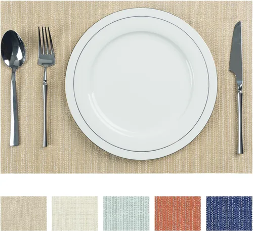 Miniatura 10 de AHHFSMEI Manteles individuales para mesa de comedor, juego de 4, manteles individuales de vinilo tejido de plástico, antideslizantes, aislamiento