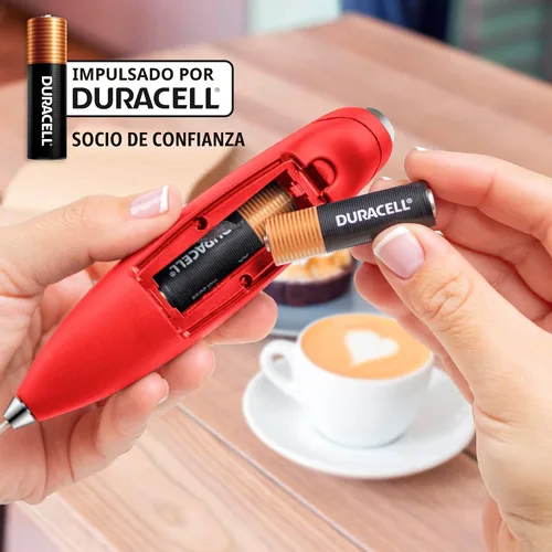 Miniatura 3 de Zulay Kitchen - Espumador de leche portátil con batería AA Duracell, batidora eléctrica portátil y duradera, minibatidora fácil de limpiar, Fire Red