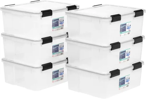 Miniatura 11 de IRIS USA - Contenedor organizador de plástico hermético para almacenamiento, 36 cuartos de capacidad, con tapa duradera, sello y hebillas de cierre