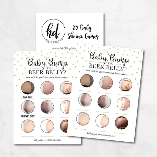 Miniatura 2 de Hadley Designs Juegos de baby shower para 25 invitados – Divertido juego de vientre de cerveza o baby bump, divertido juego de baby shower