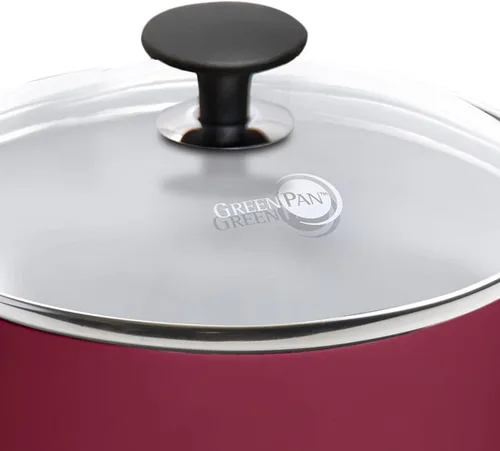 Miniatura 3 de GreenPan SmartShape - Juego de 6 ollas y sartenes de cerámica saludable, antiadherente, sin PFAS, apto para lavavajillas, rojo