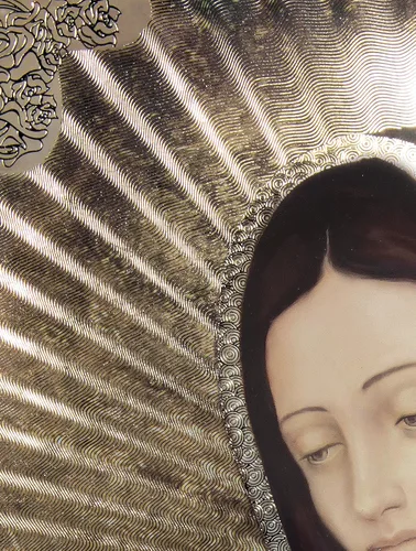 Miniatura 2 de Retrato de medio cuerpo de Nuestra Señora grabado (12 x 16 pulgadas), lámina dorada, arte religioso de pared, impresión laminada, sin marco