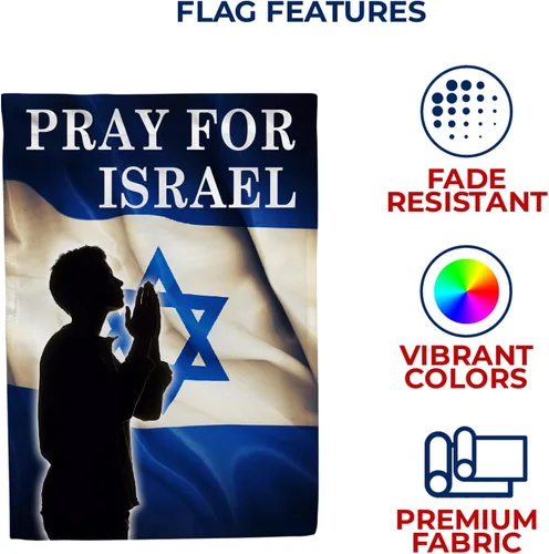 Miniatura 5 de Bandera de 28 x 40 pulgadas, bandera de doble cara con texto en inglés "We Stand with Israel House", bandera de Israel Friendship, bandera de Israel
