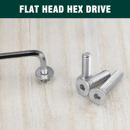 Miniatura 2 de Tornillos de cabeza avellanada plana 1/4-20 x 1, cobertura completa de rosca de máquina, unidad hexagonal Allen, acero inoxidable 304 18-8 SS, 25