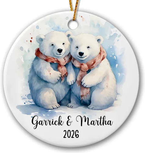 Miniatura 24 de Adorno de cerámica personalizado para pareja de leones 2026, regalos para parejas recién nacidas, novio, novia, adorno para parejas de leones, árbol
