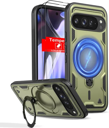 Miniatura 63 de Funda magnética para Google Pixel 9A compatible con cargador inalámbrico MagSafe, para Pixel 9A, funda de teléfono integrada de 360 °, con 2