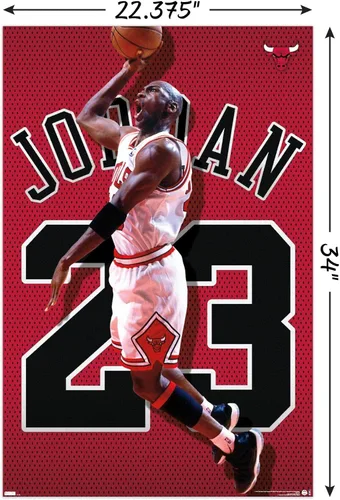 Miniatura 3 de Trends International Michael Jordan - Póster de pared de jersey, 22.375 x 34 pulgadas, versión sin marco