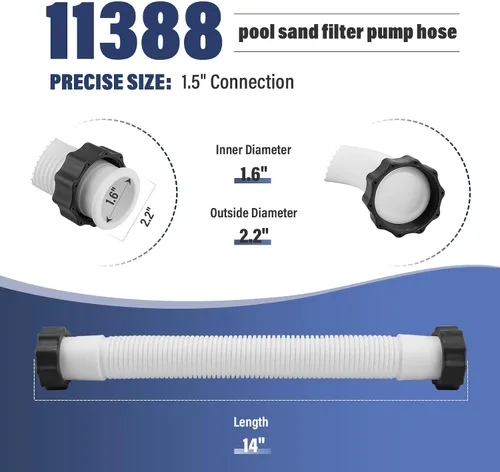 Miniatura 2 de 11388 Manguera de bomba de filtro de arena para piscina, manguera corta de piscina de 14 pulgadas para bombas de filtro de arena Intex y sistemas