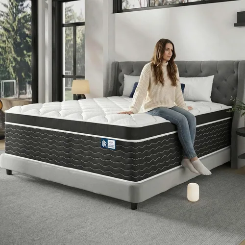 Miniatura 9 de Ruoysun Colchón de lujo tamaño King de 12 pulgadas, colchón híbrido firme King en una caja, 7 zonas y soporte de bordes, espuma viscoelástica de gel