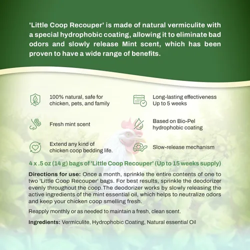 Miniatura 8 de Little Coop Recouper Una nueva generación de desodorante de gallinero urbano Fórmula única para liberación lenta Aroma fresco natural