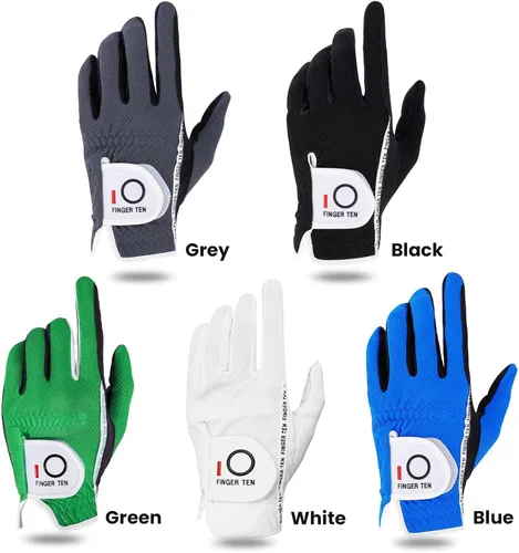 Miniatura 2 de FINGER TEN - Guantes de golf para hombre, agarre para lluvia, mano izquierda para diestros, 1 unidad, ajuste duradero para clima cálido, húmedo