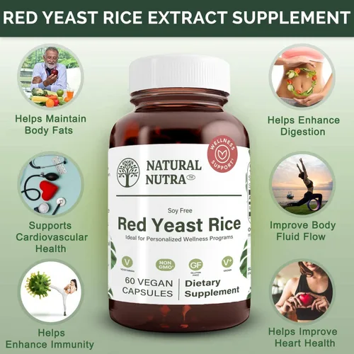Miniatura 3 de Natural Nutra Extracto de arroz de levadura roja, apoyo cardiovascular, ayuda a mejorar la inmunidad, mejorar la digestión, suplementos sin gluten
