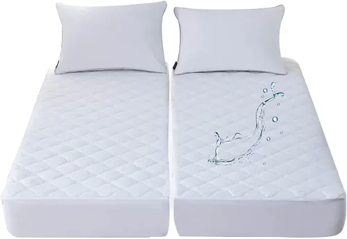 Miniatura 11 de Protector de colchón acolchado impermeable tamaño matrimonial para colchón de aire, suave, silencioso, funda de colchón ajustada con bolsillo