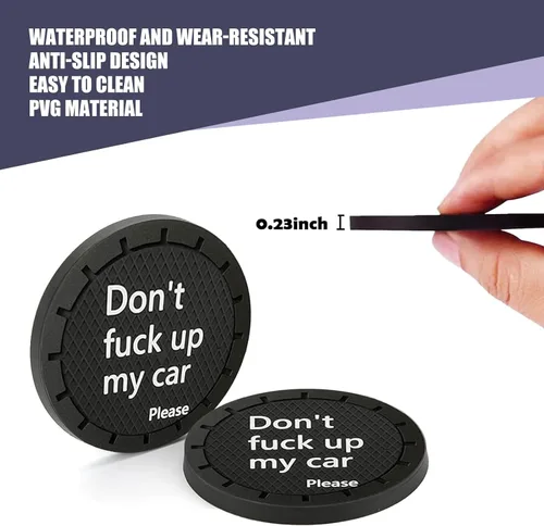 Miniatura 3 de UGSHY 2 unidades de posavasos para tazas de coche, 2.75" de PVC antideslizante y aislante con diseño de nido de abeja, decoración, "No estropees mi