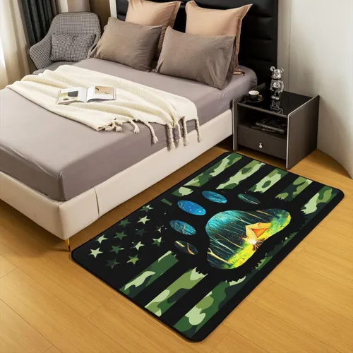 Miniatura 5 de Erosebridal American Flag Area Rugs 3x5 for Bedside Kitchen Army Green Camo Washable Rug Bear Claw Hunting Theme Decorative Accent Rug Camoflage