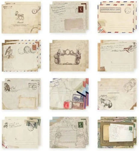 yueton Paquete de 48 sobres de papel kawaii retro encantador, vintage, estilo europeo, para bodas, fiestas de cumpleaños, tarjetas de felicitación