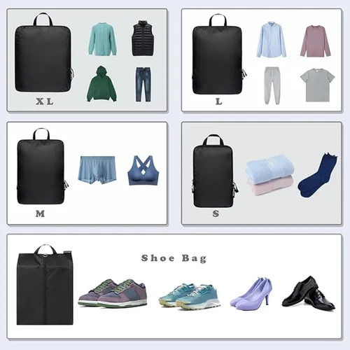 Miniatura 38 de BAGAIL 4 Set/6 Set Ultraligero Compresión Embalaje Cubos Organizador de Embalaje para Accesorios de Viaje Equipaje Maleta Mochila