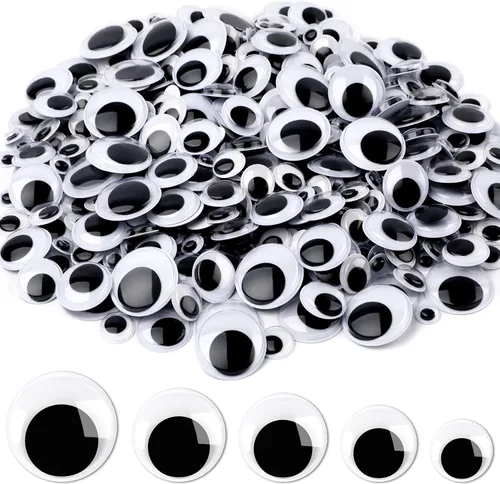 JULMELON Wiggle Googly Eyes - 500 ojos autoadhesivos para manualidades y decoración de manualidades (0.4 pulgadas, 0.6 pulgadas, 0.8 pulgadas, 1