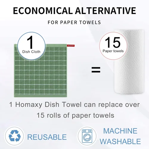 Miniatura 7 de Homaxy Paños de cocina de rizo de algodón 100%, ultra suaves y absorbentes, adecuados para secar y lavar platos, paquete de 6, 12 x 12 pulgadas