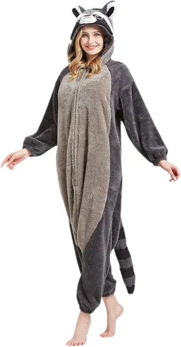 Miniatura 3 de DarkCom Raccoon Onesie Halloween Costume One Piece Unisex Adult Pajamas Women Men Sleepwear Christmas Pajamas