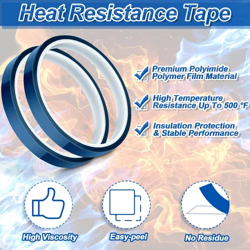 Miniatura 2 de Paquete de 2 cintas resistentes al calor para sublimación de prensa de calor, cinta de transferencia de calor de alta temperatura, cinta