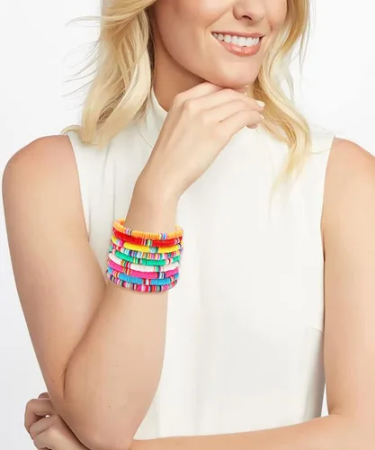 Miniatura 123 de Surfer Heishi - Pulseras apilables para mujer, apilables, de vinilo arcoíris, disco de arcilla, pulseras elásticas para la amistad, joyería bohemia