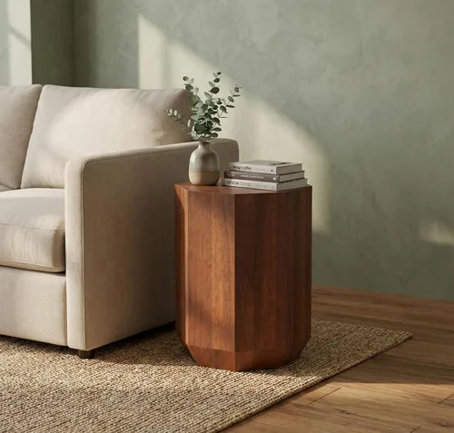Miniatura 24 de Relso Aurora - Mesita de noche de madera maciza con estante abierto, mesa de noche con acabado negro, mesa auxiliar para dormitorio, sala de estar