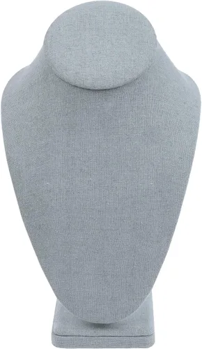 Miniatura 8 de MOOCA Busto de exhibición de collar de madera cubierta de lino, elegante maniquí de cadena de joyería para collares, 6 38 pulgadas de ancho x 4 18