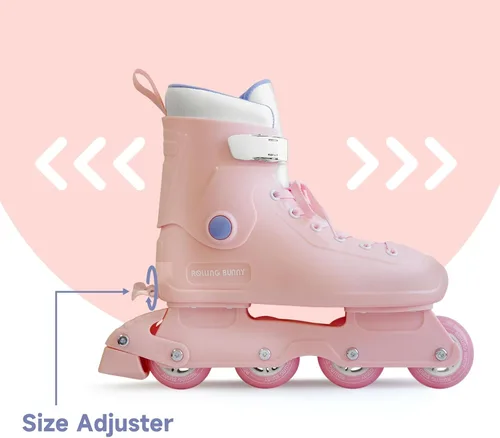 Miniatura 2 de Patines en línea para mujeres y niñas, cuchillas de rodillo de tamaño ajustable para mujeres adultas, carcasa dura ABEC-7, suaves y cómodos Rosado