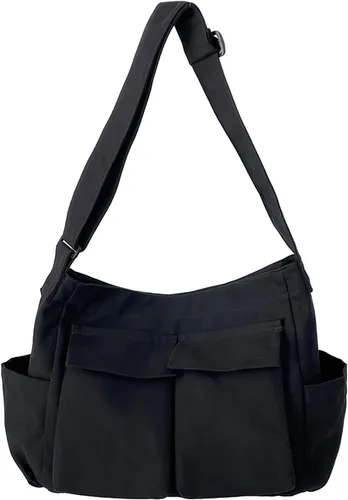 WITERY Bolso bandolera de lona Bolso cruzado grande tipo hobo para mujeres y hombres, bolso casual para mujer, bolso de mano retro de mezclilla